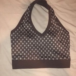 Brown halter top with floral print, Never worn but no tags